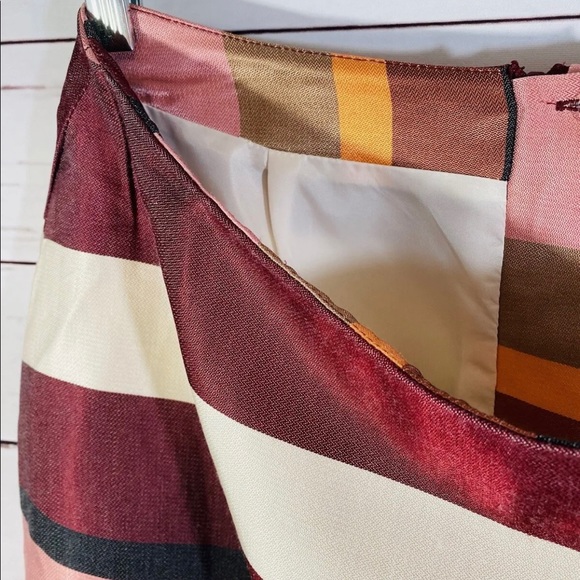 H&M Skirt Womans Sz 10 Striped Lined Back Zip Spring Pink Easter Ladies - Picture 6 of 8